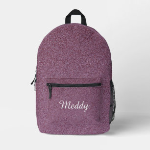 solid black monogrammed pink glitter texture prin printed backpack