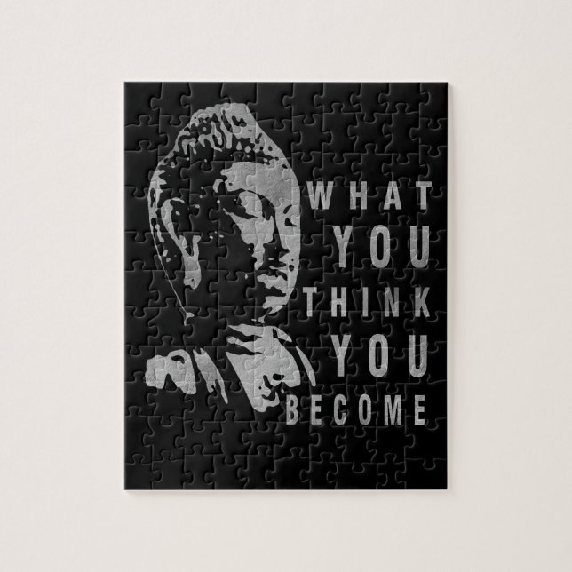 Solid Black Motivational Buddha Quote Jigsaw Puzzle (Vertical)
