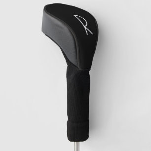 Solid Black Personalised Golf Head Cover