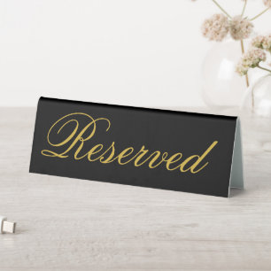 Solid Black Reserved Sign for Party Tables