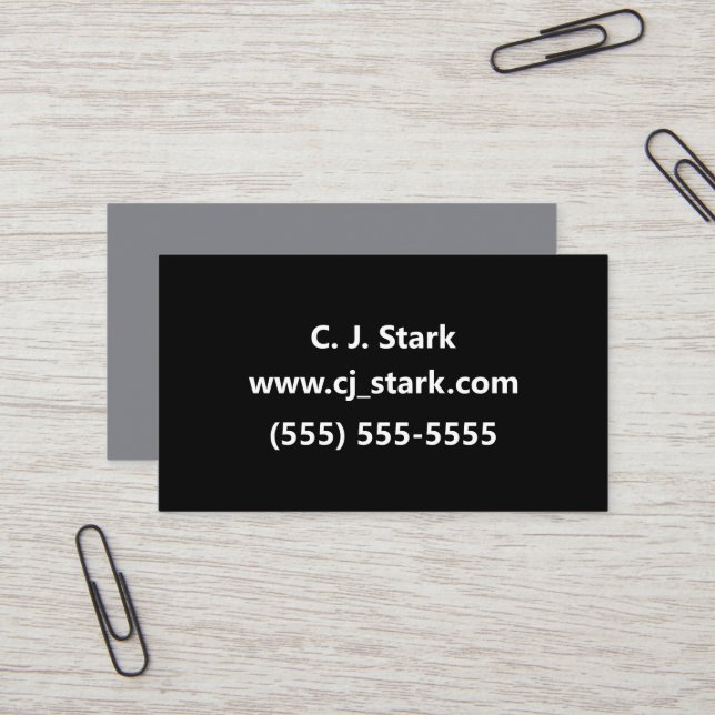 Solid Black Two-Toned Mini Business Cards (Front/Back In Situ)