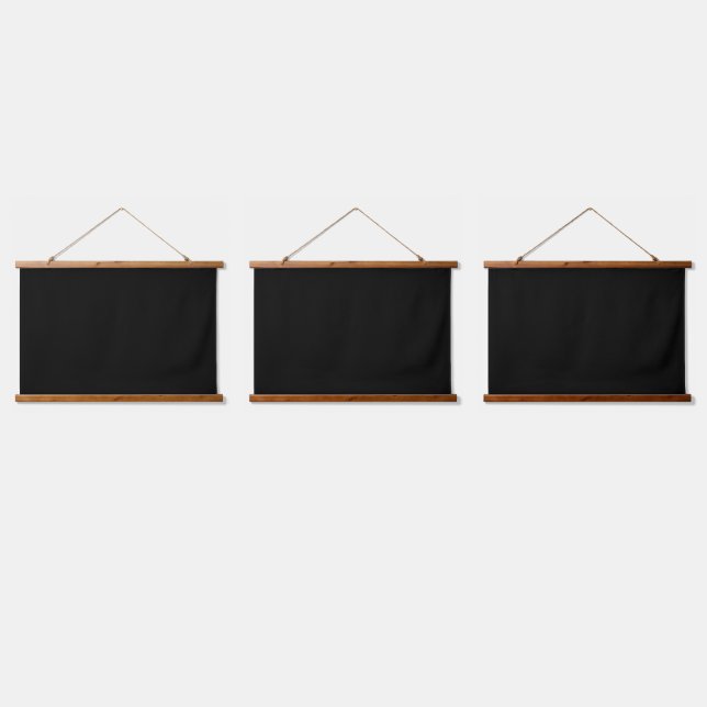 Solid Black WFH background screen backdrop Three Hanging Tapestry (Triple)