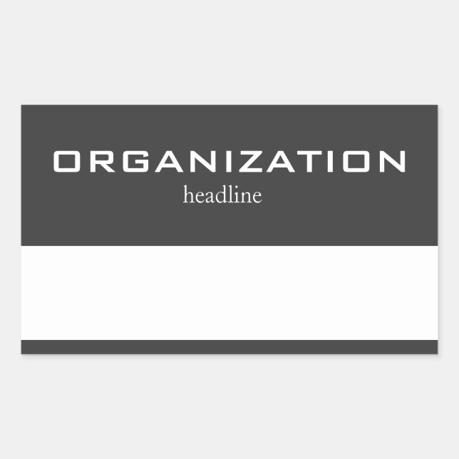 Solid Black White Headline Name Tag Labels (Front)