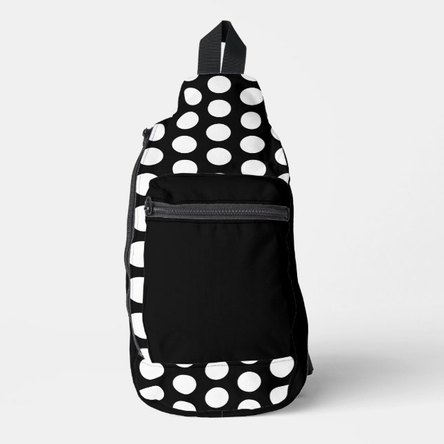 Solid Black White Polka Dots  Sling Bag (Front)