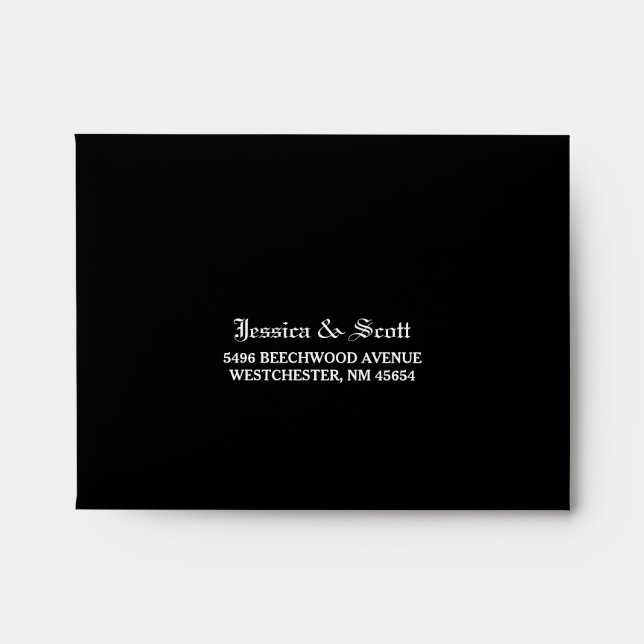 Solid Black & with Inside Stripes RSVP RETURN Envelope (Front)