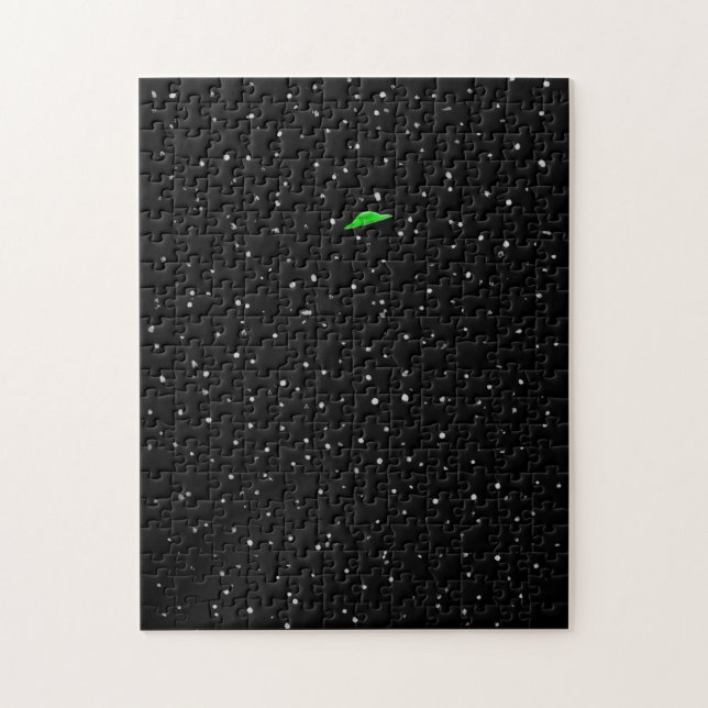 Solid Black with UFO Flying Saucer Stars Difficult Jigsaw Puzzle (Vertical)