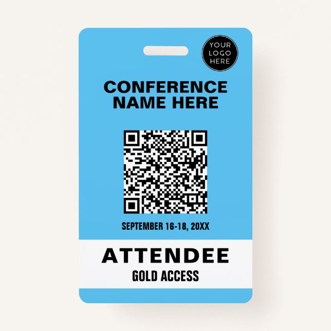 Solid Blue Conference Event Badge ID Badge (Front)