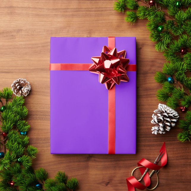 Solid Blue Purple Minimalist Plain Modern Wrapping Paper (Holiday Gift)