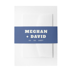 Solid Blue Wedding Invitation Belly Band