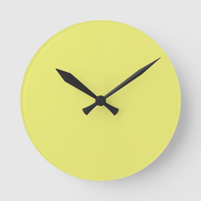 Solid Bright Lemon Yellow Wall Clock (Front)