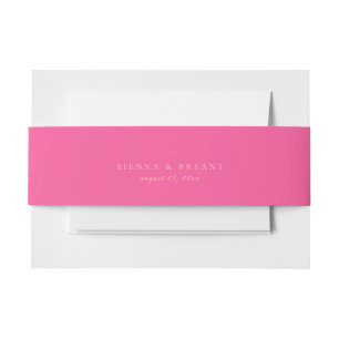 Solid Bright Pink Colour Wedding Invitation Belly Band
