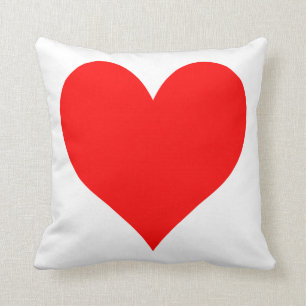 Solid Bright Red Cute Heart Cushion