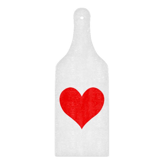 Solid Bright Red Cute Heart Cutting Board (Front)