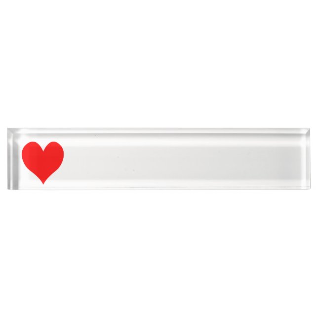 Solid Bright Red Cute Heart Nameplate (Front)