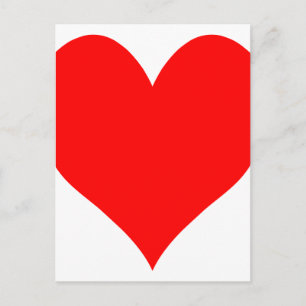 Solid Bright Red Cute Heart Postcard