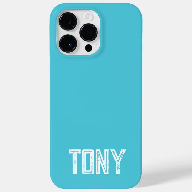 Solid Bright Sky Blue Custom Name Monogram Case-Mate iPhone Case (Back)