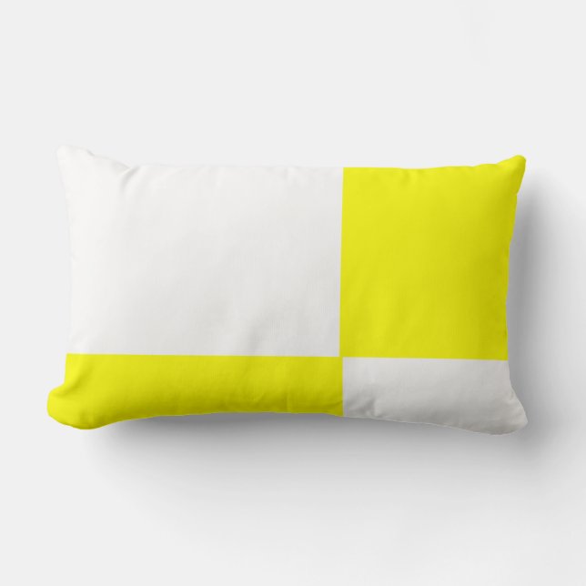 solid bright yellow and white pillow (Front)
