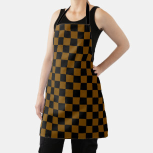 Solid Brown with Black Square Pattern Stylish Apron