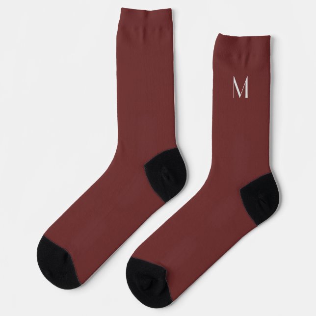 solid   burgundy - add monogram  socks (Left)