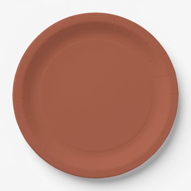 Solid Burnt Orange  Paper Plate (Front)