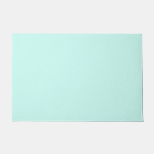 Solid cameo green mint soft turquoise doormat (Front)
