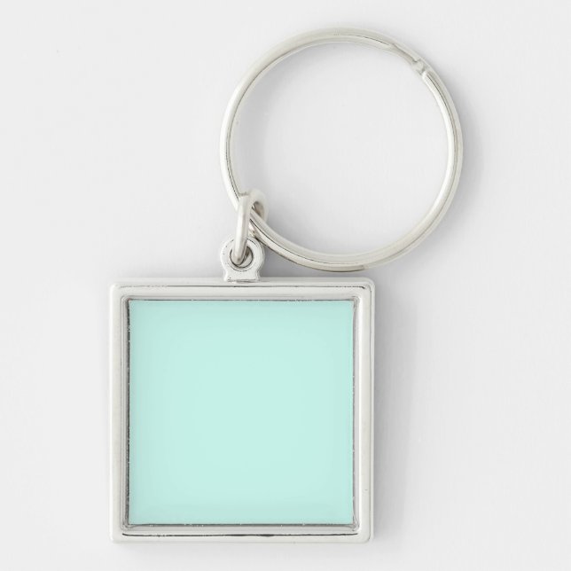Solid cameo green mint soft turquoise key ring (Front)