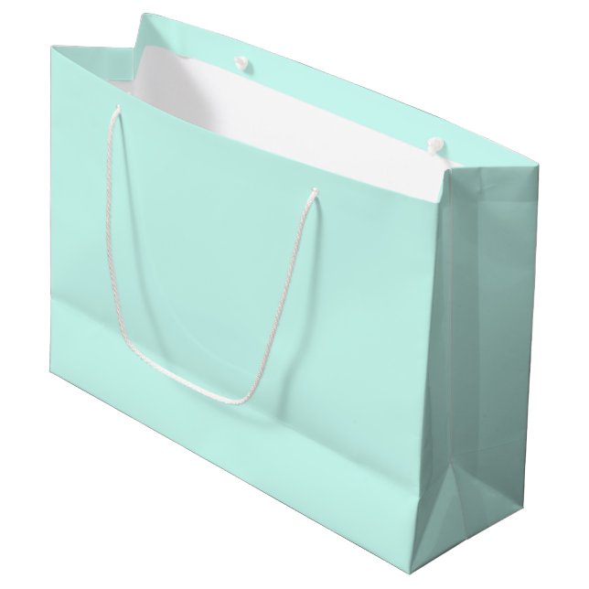 Solid cameo green mint soft turquoise large gift bag (Front Angled)