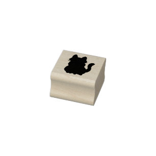 Solid Cat Kitten Animal Silhouette Outline Rubber Stamp