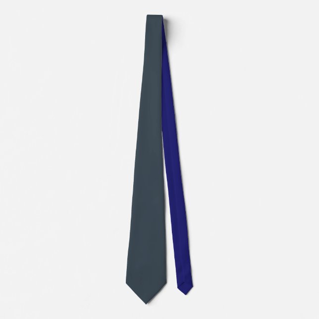 Solid Charcoal Black Shade Midnight Blue Minimal Tie (Front)