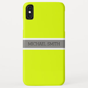 Solid Chartreuse Modern Grey Ribbon Elegant Name iPhone XS Max Case
