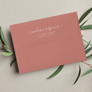 Solid cinnamon rose elegant modern Wedding 5x7 Envelope