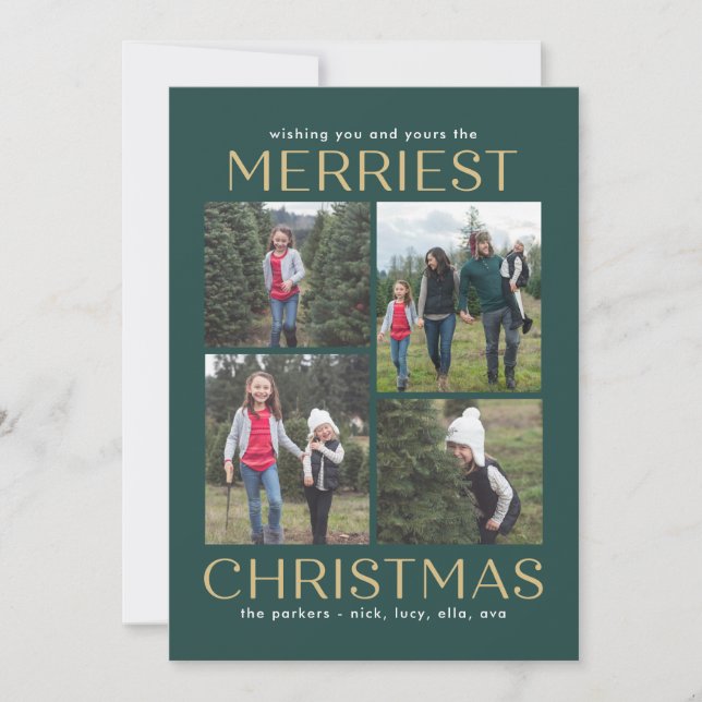 Solid Clean Collage Editable Colour Christmas Card (Front)