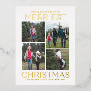 Solid Clean Collage FOIL Christmas Card Postcard