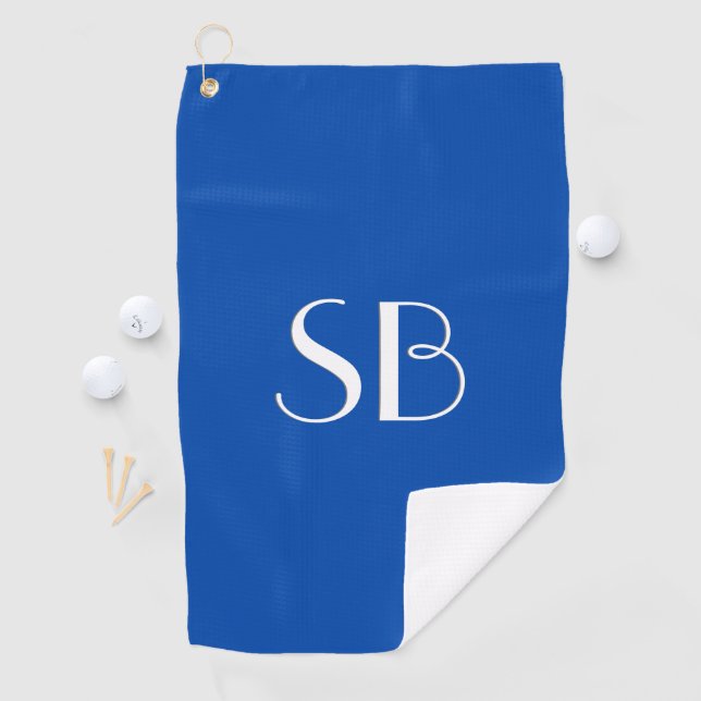 Solid Cobalt Blue Monogram Golf Towel (InSitu)