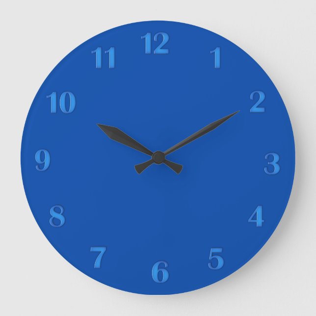 Solid Cobalt Blue with Blue Numbers Wall Clock (Front)