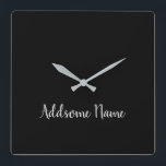 Solid Color Basic Black Modern  Stylish Square Wall Clock<br><div class="desc">Basic Black Pillows. Custom Template designs. Personalize with your own name,  a great gift for anyone including yourself.</div>