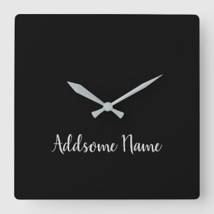 Solid Color Basic Black Modern  Stylish Square Wall Clock