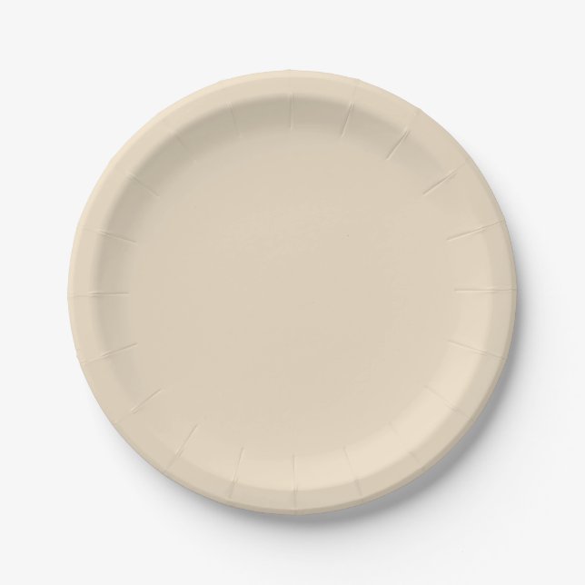 Solid color cream light beige paper plate (Front)