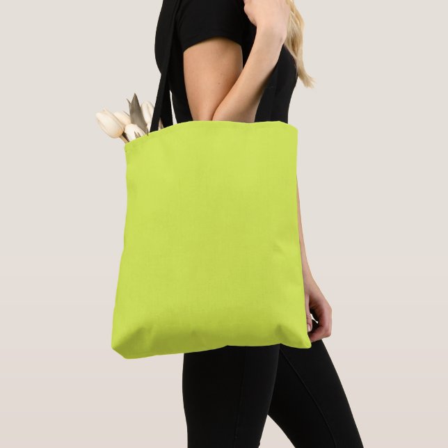 Solid color key lime yellow green tote bag (Close Up)
