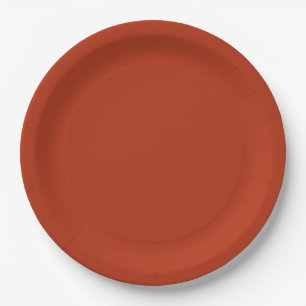 Solid color plain burnt orange red paper plate