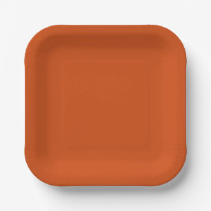 Solid color plain rusty burnt orange paper plate