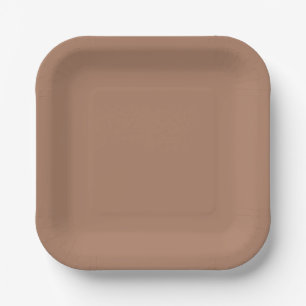 Solid color plain tan toasted almond paper plate