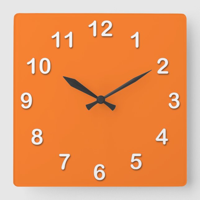 Solid Color: Pumpkin Orange Square Wall Clock (Front)
