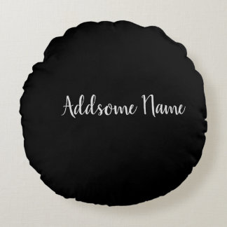 Solid Colour Basic Black Modern Stylish Round Cushion