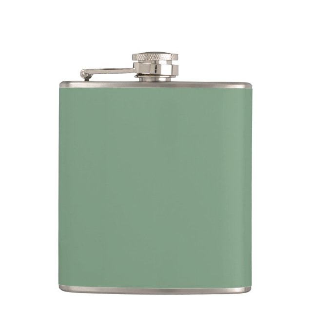 Solid colour basil smoke green hip flask (Front)