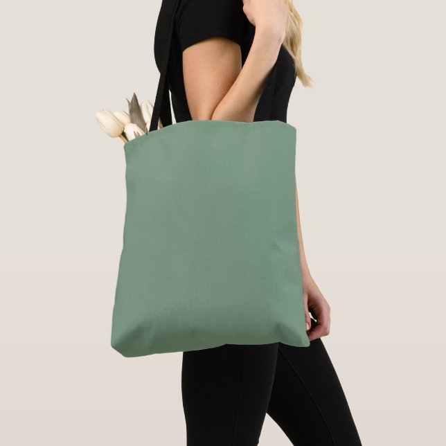 Solid colour basil smoke green tote bag (Close Up)