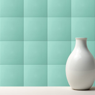 Solid colour Beach Glass plain aqua green mint  Ceramic Tile