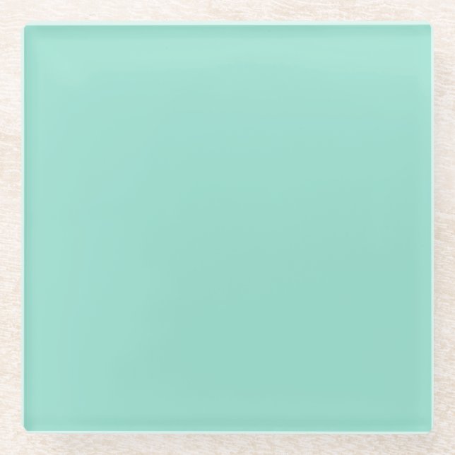Solid colour Beach Glass plain aqua green mint  Coaster (Front)