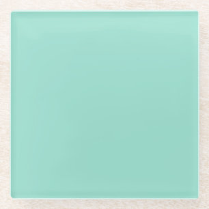 Solid colour Beach Glass plain aqua green mint  Glass Coaster