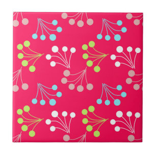 Solid colour berries simple pattern retro sixties ceramic tile
